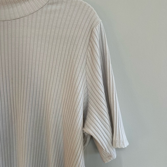Eileen Fisher Textured Stretch Rib Mock Neck Top in Bone, size XL - Picture 6 of 9